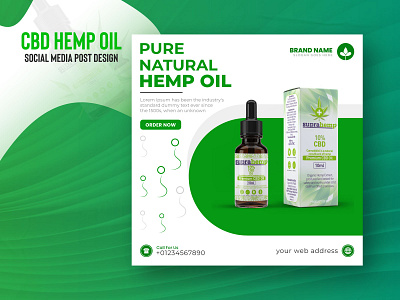 Oil hemp square social media post banner template design