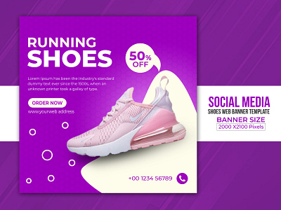 Social Media Running shoes banner Template Design