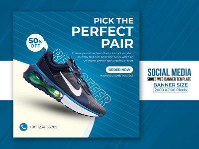 Social Media Running shoes post Template Design