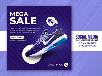 Social Media shoes Template Design banner design branding design facebook ad fb cover design graphic design instagram banner product design shoes banner shoes post social media post design social poster sports design web banner