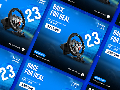 Race For Real Gaming Product Banner Template Design