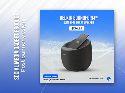 Social Media Belkin Soundform Smart Speaker Banner Template advertising banner design branding design discount facebook ad flyer graphic design headphone instagram banner product design social media speaker banner social poster sound speaker