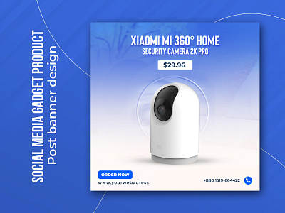 Social Media Xiaomi Mi Camera Camera Banner Template Design banner design branding camera banner design design facebook ad graphic design hd camera post instagram banner mini camera post minimal banner design new camera banner product design social media product design social poster