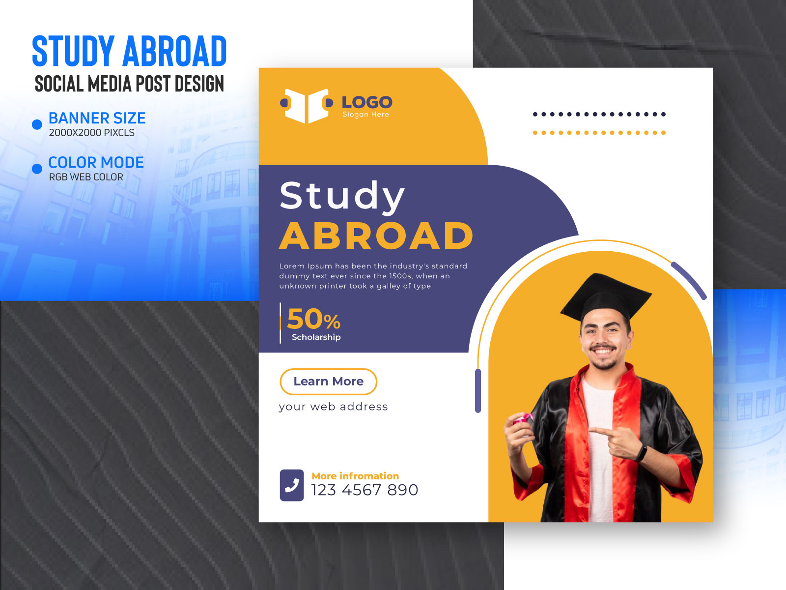 Social Media Study Abroad Banner post Design by MD AMINUR MIAH on Dribbble