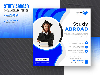 Social Media Study Abroad Banner Template Design