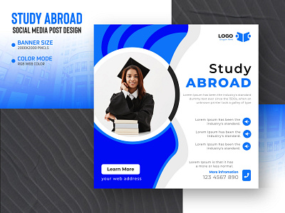 Social Media Study Abroad Banner Template Design back to school banner design branding design facebook ad graphic design illustration instagram banner product design social media post design social poster student banner study abroad teaching post