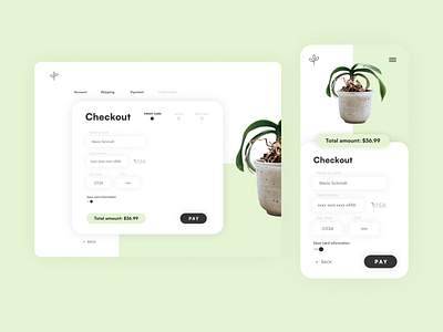 Plant Shop Credit Card Checkout #DailyUI challenge checkout clean dailyui design landingpage modern plant plantshop ui uxdesign