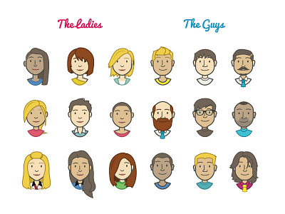 Clean Avatars set avatars guys illustration ladies