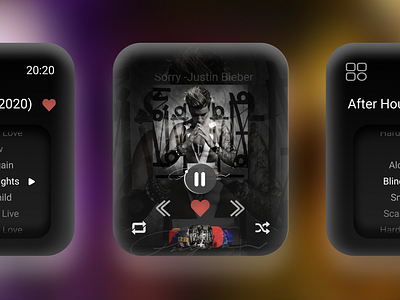 Music player -Smart watch 100daychallenge after hours dailyui design figma figmadesign justin bieber music music album music app music app ui music player music player ui shuffle smartwatch ui