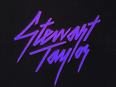 Stewart Taylor 80s branding lettering logo logotype music purple script type typography