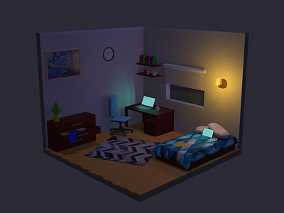 Night room blender3d frostnout illustration