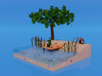 Fishing 3d 3dmodel blender3d frostnout illustration low poly