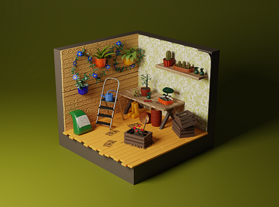 Corner of Summer Resident 3d 3d art 3d modeling 3dmodel art blender3d design illustration low poly low poly