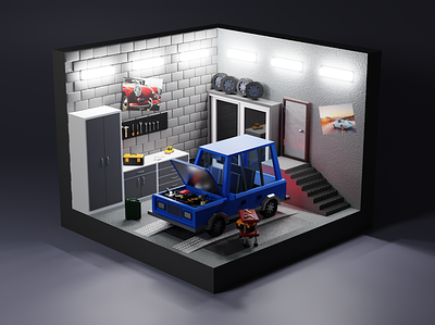 Garage 3d 3dmodel art blender3d frostnout illustration