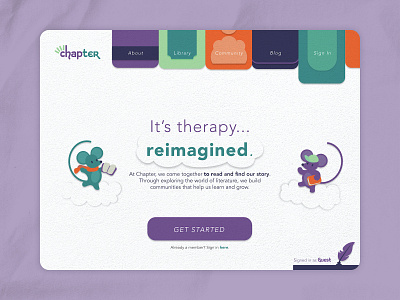 Chapter Bibliotherapy sign up / sign in screens branding design graphic design illustration logo ui ux vector web website