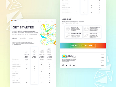 CRYSTL Marketing - Pricing Screens branding dailyui design graphic design illustration ui ux vector web website