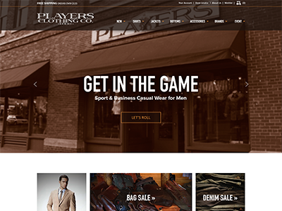 Players Clothing Co Website mens clothing players website design