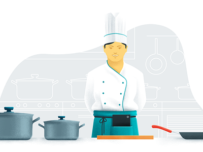 Brand Illustration for TouchBistro brand illustration character cook digital product illustration kitchen restaurant restaurant app