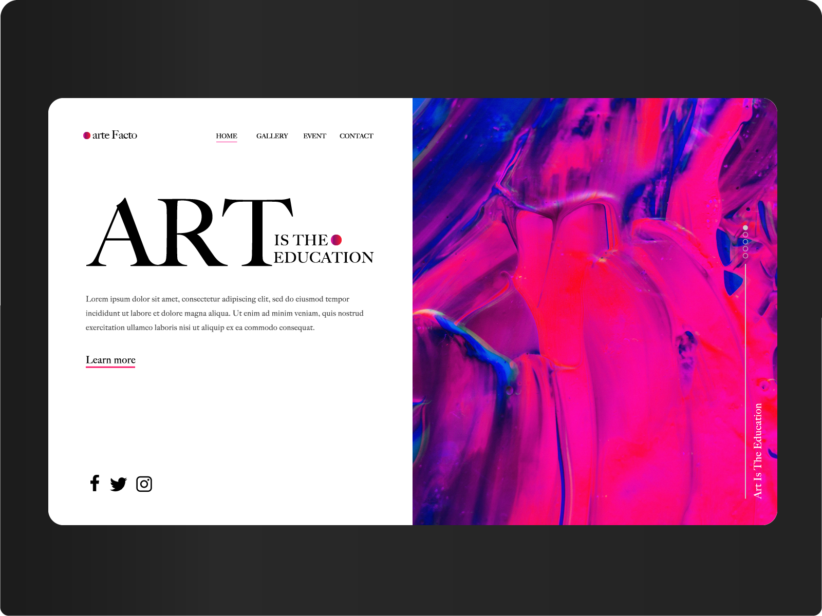 Landing page for Art gallery by Voytehk on Dribbble