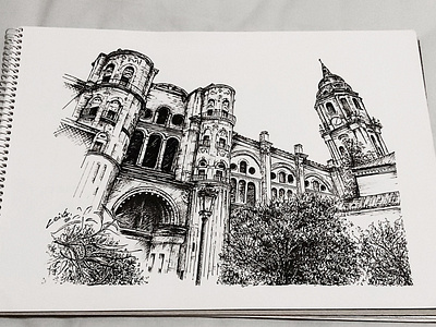 Pen Artwork "Catedral de Málaga" blackandwhite design drawing illustration penart