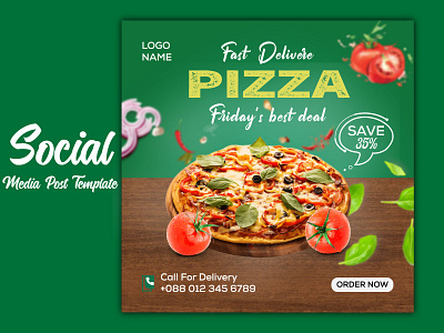 Pizza social media promotion and instagram banner post design