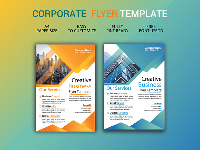 Corporate Flyer Design Template a4 advert advertising agency app business clean company consultant corporate creative design