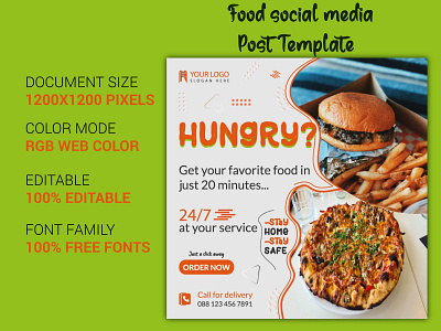 Food Delivery Social Media Facebook Post and Web Banner Design