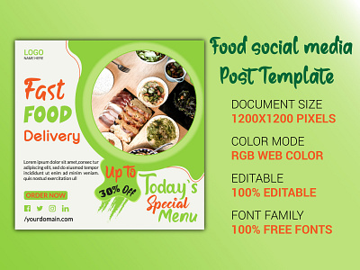 Online Food Home Delivery Social Media Post Banner Template