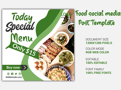 Today special food delivery social media post banner template