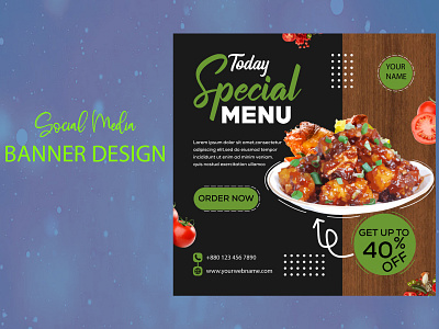 Restaurant banner and food menu social media post template