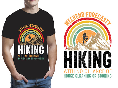 Weekend Forecasty hiking vintage T-shirt design 2022