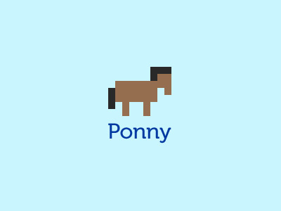 Ponny blue brown logo pixel pixel art