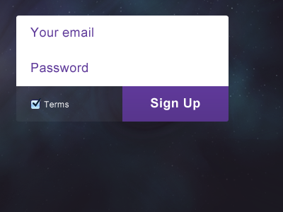 Sign Up form cosmos form login purple signup space