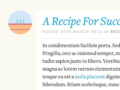 A Recipe For Success blog cake flat freight text futura icon
