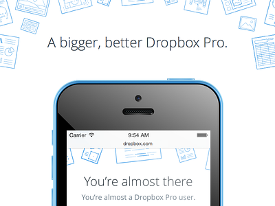 Dropbox Pro announcement dropbox illustration mobile payment responsive