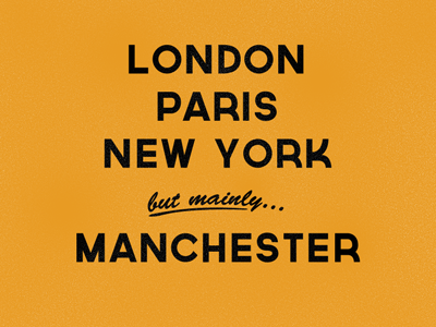 Mainly black london manchester new york paris typography yellow