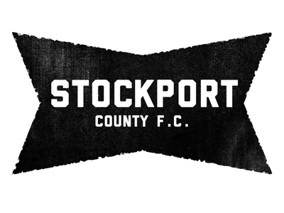 Stockport County FC banner black football rough texture typography white