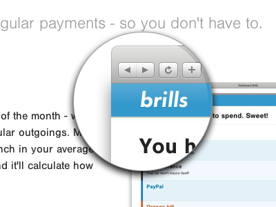 Brills is live! blue css css3 futura helvetica magnified web white