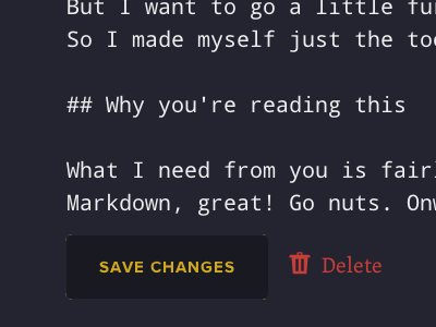 Save Changes/Delete app buttons icon markdown monospace project typography writing