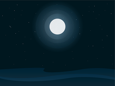 Moonlit Ocean black blue illustration moon ocean stars