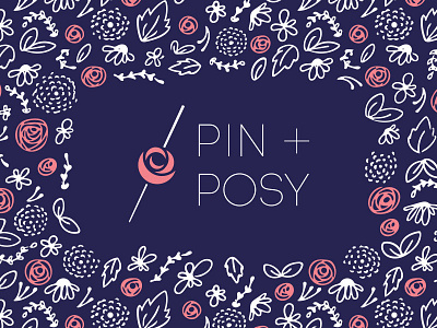 Pin and Posy Logo Update branding floral flowers hand drawn logo pattern