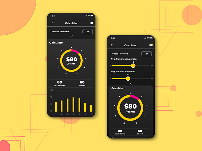 "The Networker" | Direct Marketing Revenue Calculator aesthetic amazing application behance branding branding design daily ui dark app dark mode dark theme dark ui darktheme dashboard design designinpiration digital minimaldesign mobile ui ui uiux