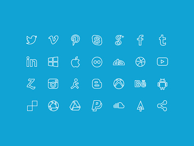 20 outline social icons dribbble icon facebok icon freebie icon set psd icons pinterest icon social icons