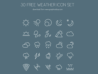 Free vector weather icons ai icons free icons freebie icon set psd icons outline icons psd icons vector icons weather icons