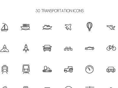 Freebie - 30 Transport Icons ai icons free icons freebie icon set psd icons outline icons psd icons vector icons weather icons
