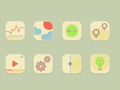 8 pastel icons ( PSD )