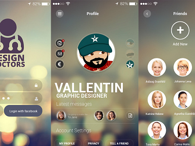 Social UI App PSD - Design Doctors app app design design free pixel perfect psd retina social ui ui app ui design ui kit