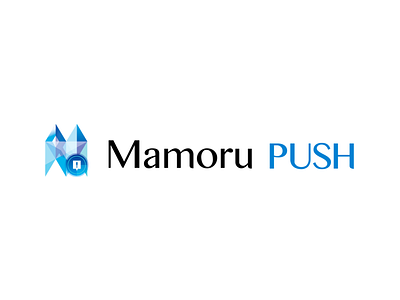 MamoruPush Logo blue brand branddesign branding illustrator japan japanese logo logodesign protect safe safety