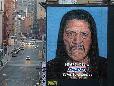 Marcia Mural 8 bbdo brady bunch colossal media danny trejo handpaint marcia brady mural nyc snickers super bowl youre not you when youre hungry