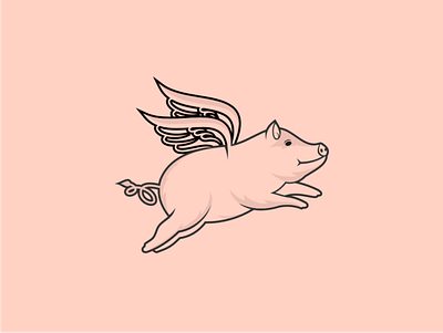 Pig Wings cartoon pig pig wings logo